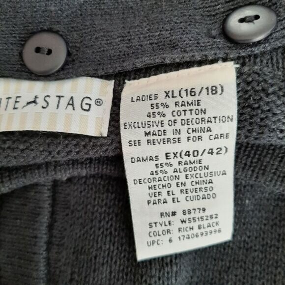 WHITE STAG Vintage Embroidery & Bead Work Christmas Bells Cardigan Sweater Sz XL - Picture 16 of 16